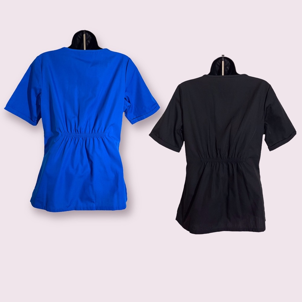 Two Cherokee scrub tops black and blue size XS New - Picture 2 of 12